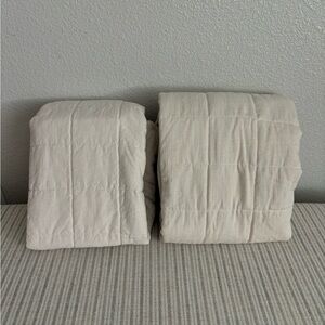 New Set of 2 King Heavyweight Linen Blend Quilt Pillow Shams Natural - Casaluna